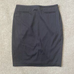 Ann Taylor Skirt Womens 2 Black Pinstriped Pencil Lined Side Zipper Back Slit